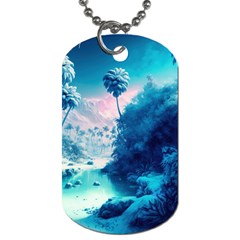 Tropical Winter Frozen Snow Paradise Palm Trees Dog Tag (two Sides) by Pakemis