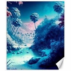 Tropical Winter Frozen Snow Paradise Palm Trees Canvas 8  X 10  by Pakemis