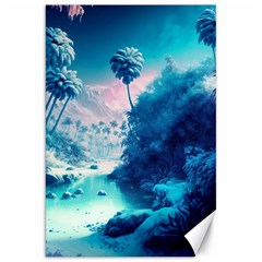 Tropical Winter Frozen Snow Paradise Palm Trees Canvas 20  X 30  by Pakemis