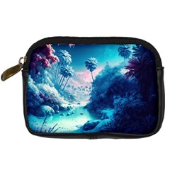 Tropical Winter Frozen Snow Paradise Palm Trees Digital Camera Leather Case by Pakemis