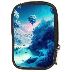 Tropical Winter Frozen Snow Paradise Palm Trees Compact Camera Leather Case by Pakemis