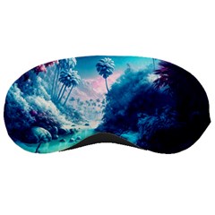 Tropical Winter Frozen Snow Paradise Palm Trees Sleeping Mask by Pakemis