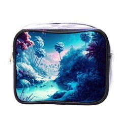 Tropical Winter Frozen Snow Paradise Palm Trees Mini Toiletries Bag (one Side) by Pakemis