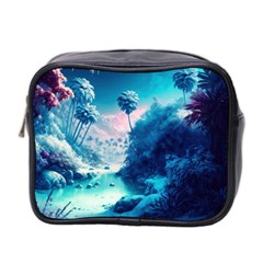 Tropical Winter Frozen Snow Paradise Palm Trees Mini Toiletries Bag (two Sides) by Pakemis