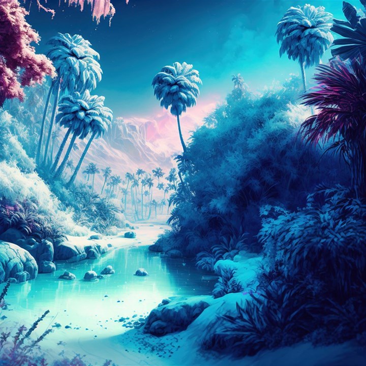 Tropical Winter Frozen Snow Paradise Palm Trees Play Mat (Rectangle)