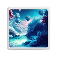 Tropical Winter Frozen Snow Paradise Palm Trees Memory Card Reader (square) by Pakemis