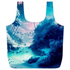 Tropical Winter Frozen Snow Paradise Palm Trees Full Print Recycle Bag (xl) by Pakemis