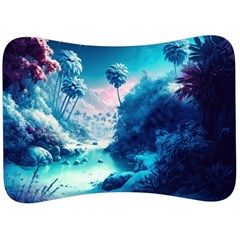 Tropical Winter Frozen Snow Paradise Palm Trees Velour Seat Head Rest Cushion by Pakemis