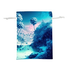 Tropical Winter Frozen Snow Paradise Palm Trees Lightweight Drawstring Pouch (s)