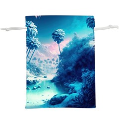 Tropical Winter Frozen Snow Paradise Palm Trees Lightweight Drawstring Pouch (xl)