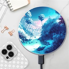 Tropical Winter Frozen Snow Paradise Palm Trees Wireless Fast Charger(white)