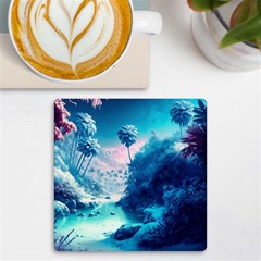 Tropical Winter Frozen Snow Paradise Palm Trees Uv Print Square Tile Coaster 