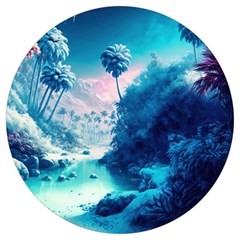 Tropical Winter Frozen Snow Paradise Palm Trees Round Trivet