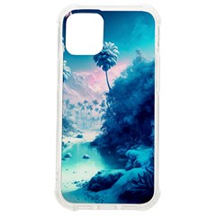 Tropical Winter Frozen Snow Paradise Palm Trees Iphone 12 Mini Tpu Uv Print Case	