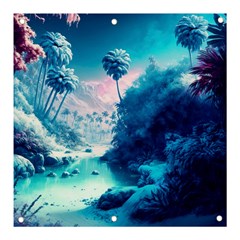 Tropical Winter Frozen Snow Paradise Palm Trees Banner And Sign 3  X 3 