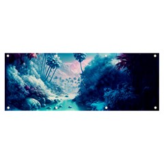 Tropical Winter Frozen Snow Paradise Palm Trees Banner And Sign 8  X 3 