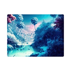 Tropical Winter Frozen Snow Paradise Palm Trees One Side Premium Plush Fleece Blanket (mini) by Pakemis