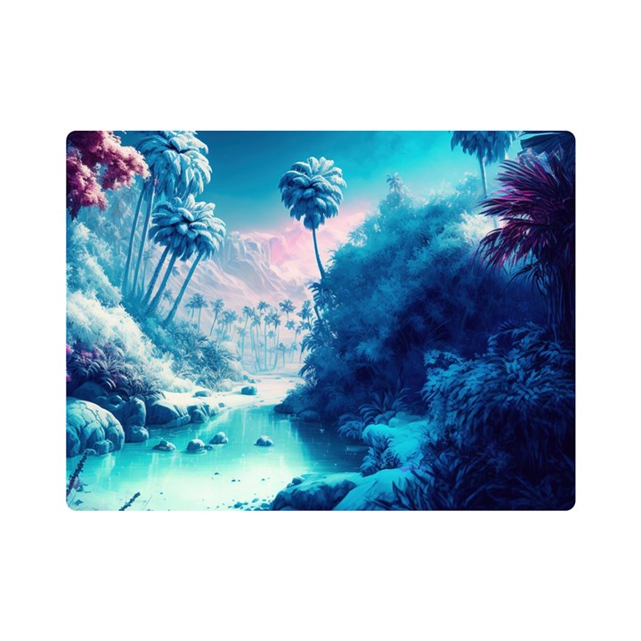 Tropical Winter Frozen Snow Paradise Palm Trees One Side Premium Plush Fleece Blanket (Mini)