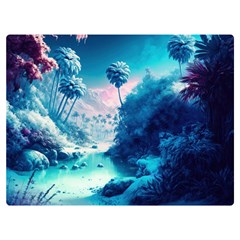 Tropical Winter Frozen Snow Paradise Palm Trees Premium Plush Fleece Blanket (extra Small)