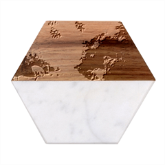 Tropical Winter Frozen Snow Paradise Palm Trees Marble Wood Coaster (hexagon) 