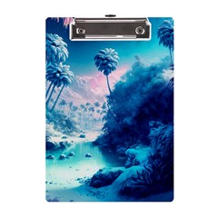 Tropical Winter Frozen Snow Paradise Palm Trees A5 Acrylic Clipboard by Pakemis