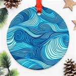 Ocean Waves Sea Abstract Pattern Water Blue Ornament (Round) Front