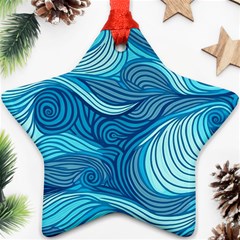 Ocean Waves Sea Abstract Pattern Water Blue Ornament (star)