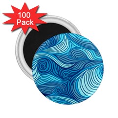 Ocean Waves Sea Abstract Pattern Water Blue 2 25  Magnets (100 Pack)  by Pakemis