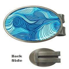 Ocean Waves Sea Abstract Pattern Water Blue Money Clips (oval)  by Pakemis