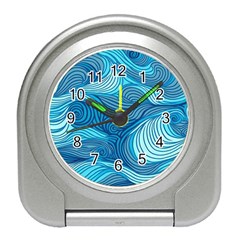 Ocean Waves Sea Abstract Pattern Water Blue Travel Alarm Clock by Pakemis