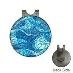 Ocean Waves Sea Abstract Pattern Water Blue Hat Clips With Golf Markers by Pakemis