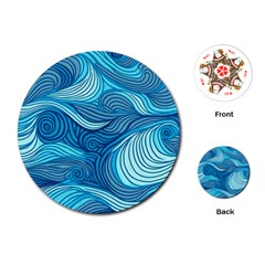 Ocean Waves Sea Abstract Pattern Water Blue Playing Cards Single Design (round)