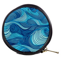 Ocean Waves Sea Abstract Pattern Water Blue Mini Makeup Bag by Pakemis