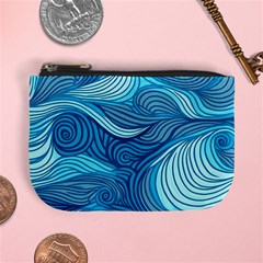 Ocean Waves Sea Abstract Pattern Water Blue Mini Coin Purse by Pakemis