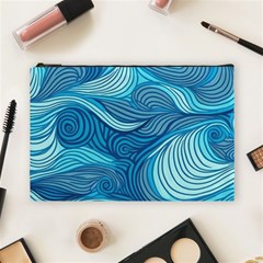 Ocean Waves Sea Abstract Pattern Water Blue Cosmetic Bag (large) by Pakemis