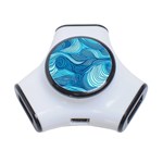 Ocean Waves Sea Abstract Pattern Water Blue 3-Port USB Hub Front