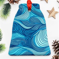 Ocean Waves Sea Abstract Pattern Water Blue Ornament (bell)