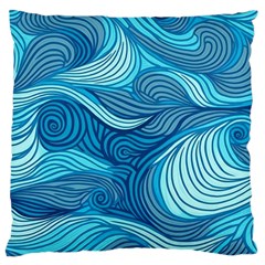 Ocean Waves Sea Abstract Pattern Water Blue Large Cushion Case (two Sides) by Pakemis