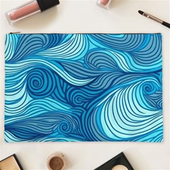 Ocean Waves Sea Abstract Pattern Water Blue Cosmetic Bag (xxl) by Pakemis