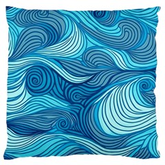 Ocean Waves Sea Abstract Pattern Water Blue Large Premium Plush Fleece Cushion Case (one Side) by Pakemis