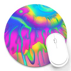 Liquid Art Pattern - Fluid Art - Marble Art - Liquid Background Round Mousepad by GardenOfOphir