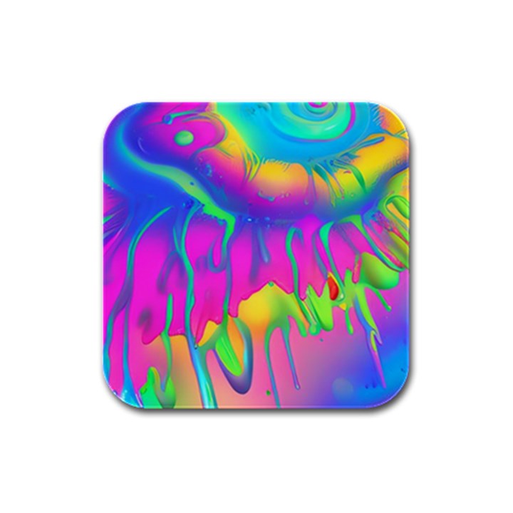 Liquid Art Pattern - Fluid Art - Marble Art - Liquid Background Rubber Square Coaster (4 pack)