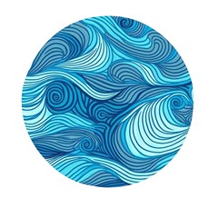 Ocean Waves Sea Abstract Pattern Water Blue Mini Round Pill Box by Pakemis