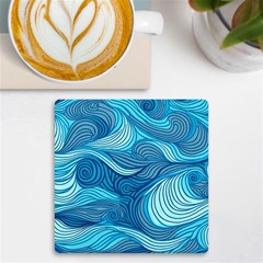 Ocean Waves Sea Abstract Pattern Water Blue Uv Print Square Tile Coaster  by Pakemis