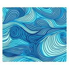 Ocean Waves Sea Abstract Pattern Water Blue One Side Premium Plush Fleece Blanket (small)