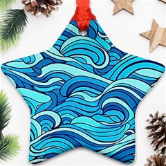 Pattern Ocean Waves Blue Nature Sea Abstract Ornament (star)