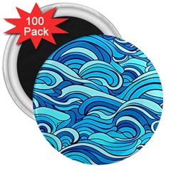 Pattern Ocean Waves Blue Nature Sea Abstract 3  Magnets (100 Pack) by Pakemis