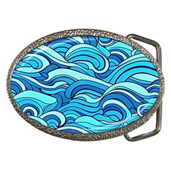 Pattern Ocean Waves Blue Nature Sea Abstract Belt Buckles by Pakemis