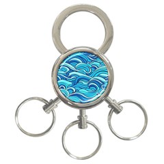 Pattern Ocean Waves Blue Nature Sea Abstract 3-ring Key Chain by Pakemis