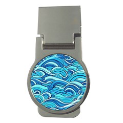 Pattern Ocean Waves Blue Nature Sea Abstract Money Clips (round)  by Pakemis